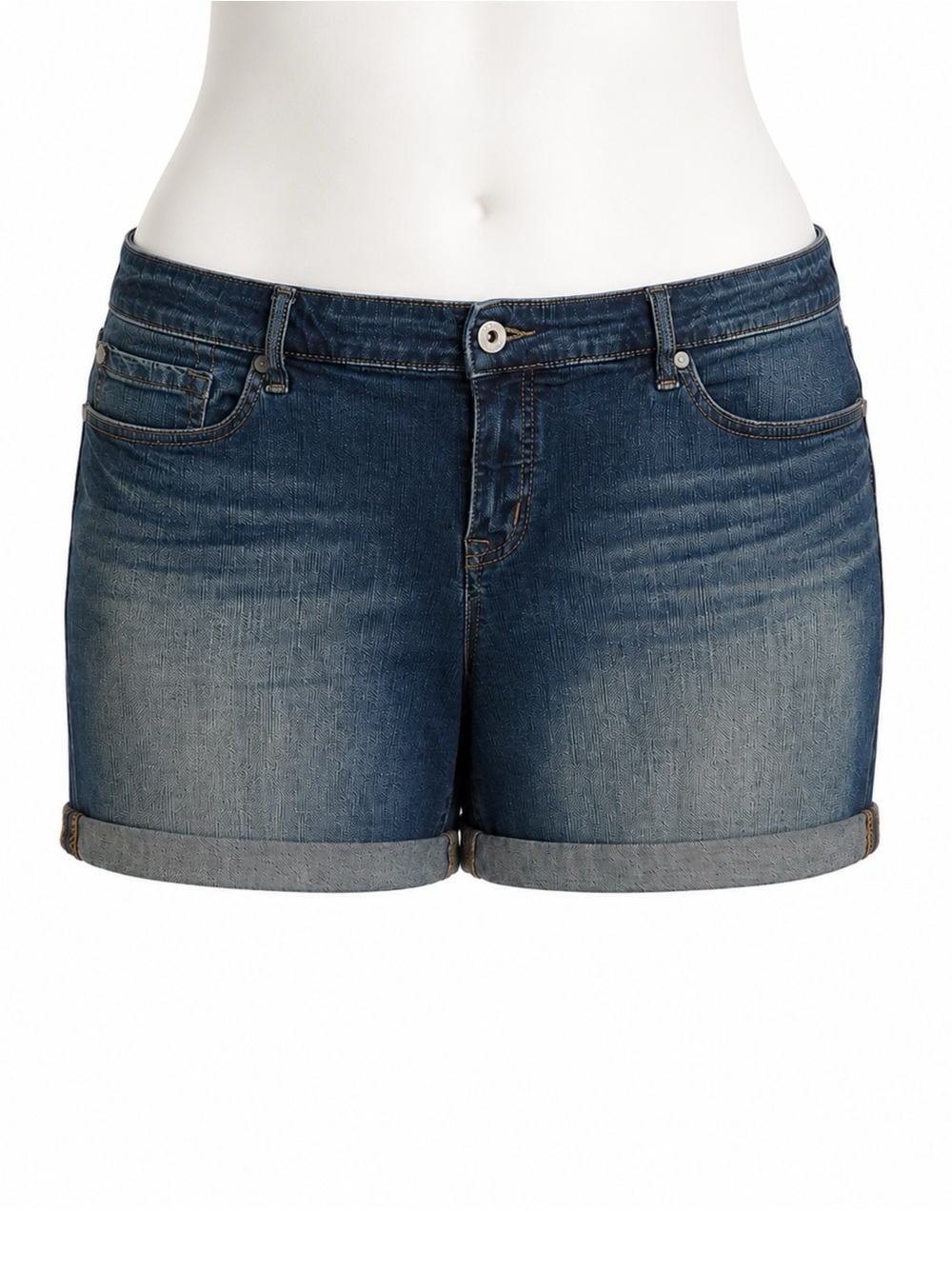 Size 20 Torrid Women’s First at Fit Denim Cuffed Jean Shorts Medium Wash Plus